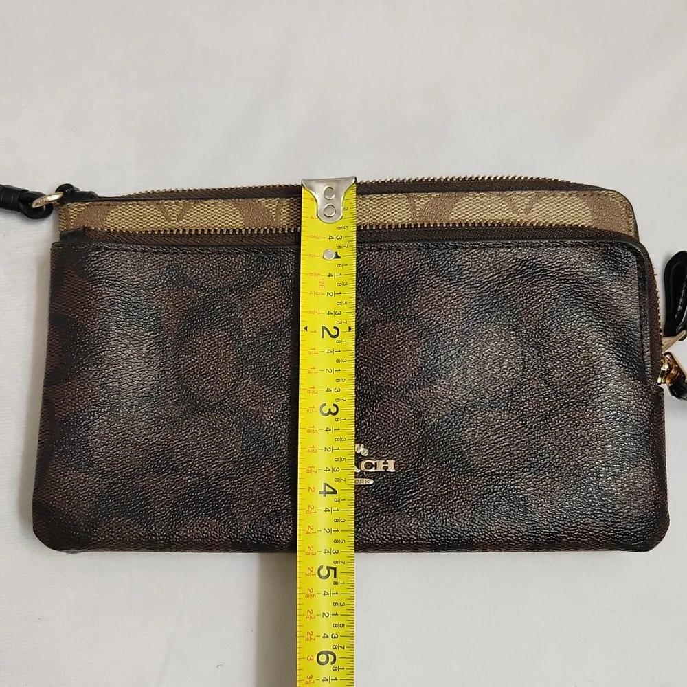 Coach Signature Double Zip Wallet Wristlet - Picture 10 of 14